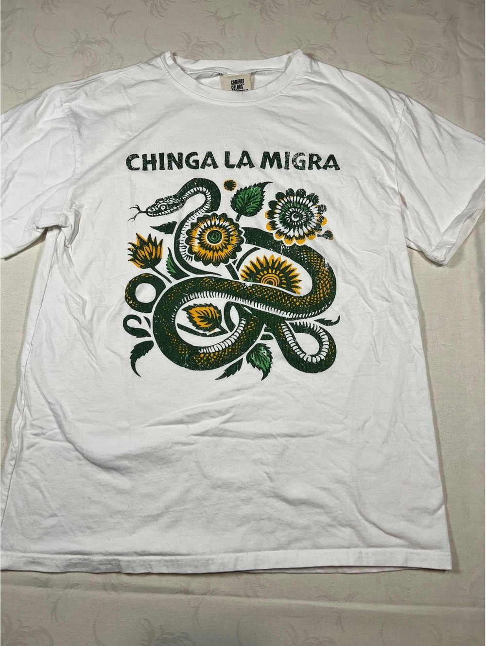 Chinga La Migra Womans Graphic White T-Shirt Size XL